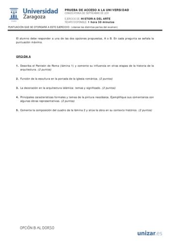 Examen de Historia del Arte (PAU de 2011)