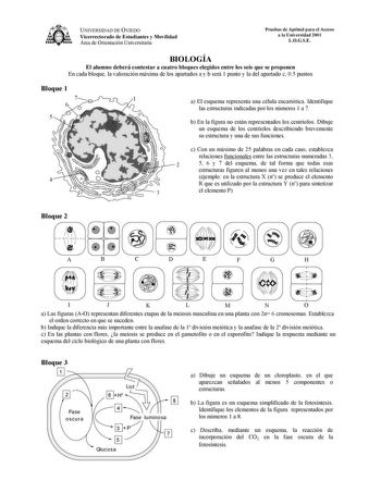 Examen de Biología (selectividad de 2001)