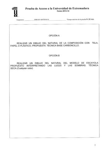 Examen de Dibujo Artístico II (PAU de 2014)