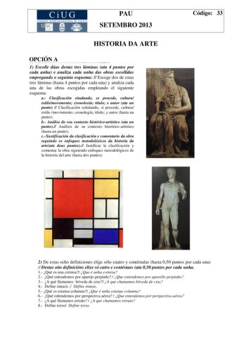 Examen de Historia del Arte (PAU de 2013)