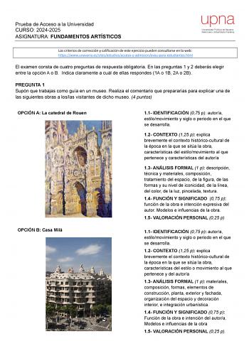 Examen de Fundamentos Artísticos (EvAU de 2025)