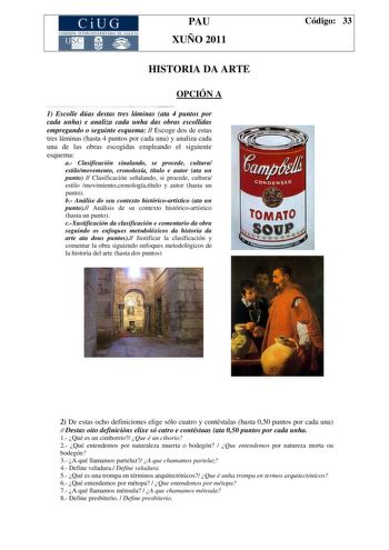 Examen de Historia del Arte (PAU de 2011)