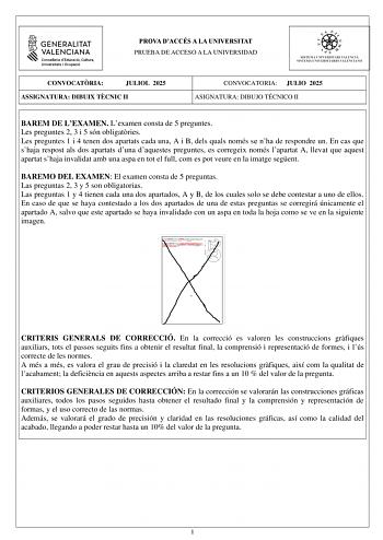 Examen de Dibujo Técnico II (PAU de 2025)