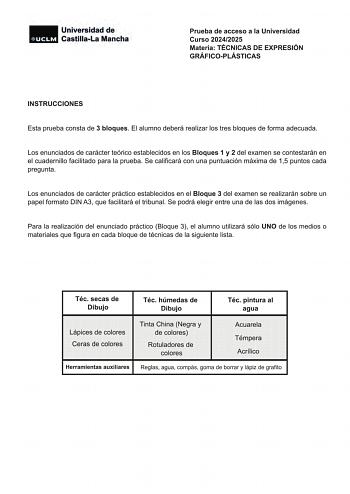 Examen de Técnicas de Expresión Gráfico Plástica (EvAU de 2025)