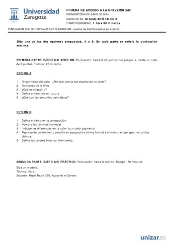 Examen de Dibujo Artístico II (PAU de 2014)