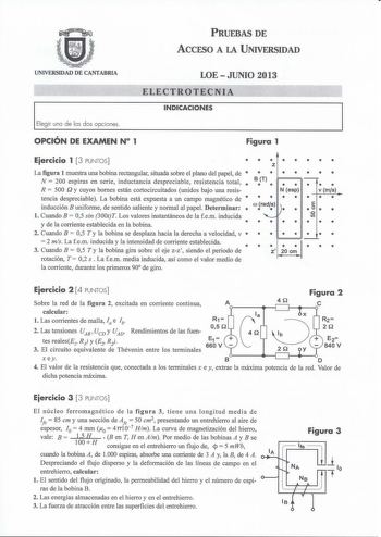 Examen de Electrotecnia (PAU de 2013)
