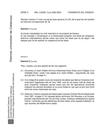 Examen de Diseño (selectividad de 2003)