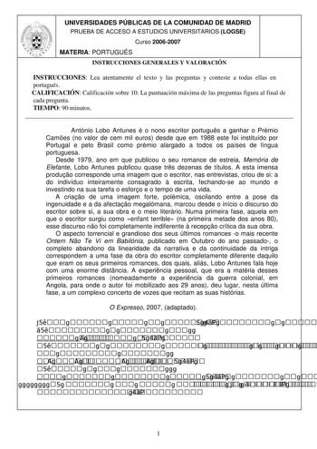 Examen de Portugués (selectividad de 2007)