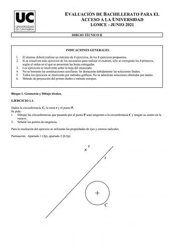 Examen de Dibujo Técnico II (EBAU de 2021)