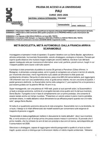 Italiano – EBAU Islas Canarias (2026)