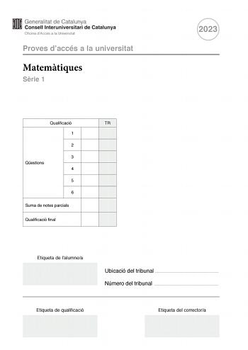 Examen de Matemáticas II (PAU de 2023)