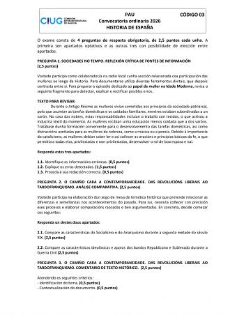 Historia de España – ABAU Galicia (2026)