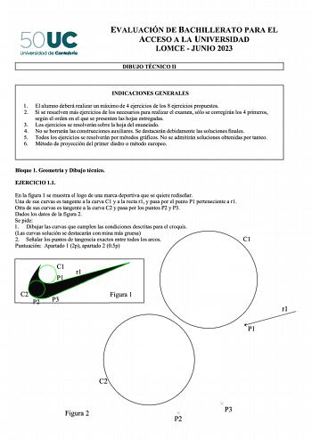 Examen de Dibujo Técnico II (EBAU de 2023)