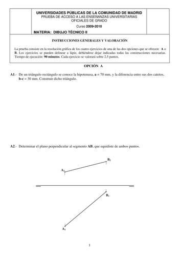 Examen de Dibujo Técnico II (PAU de 2010)