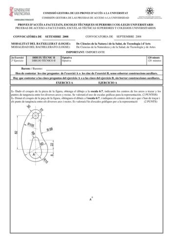 Examen de Dibujo Técnico II (selectividad de 2008)