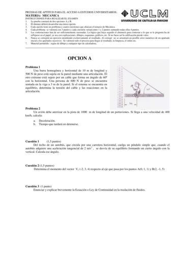 Examen de Mecánica (selectividad de 2008)