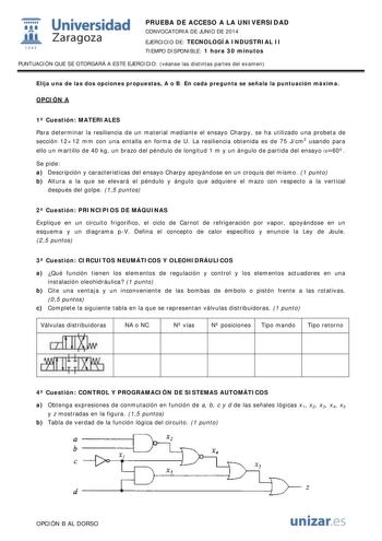 Examen de Tecnología Industrial (PAU de 2014)