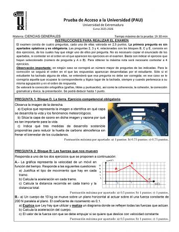 Ciencias Generales – EBAU Extremadura (2026)