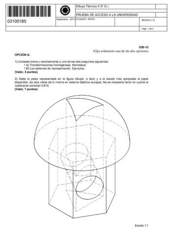 Examen de Dibujo Técnico II (PAU de 2013)