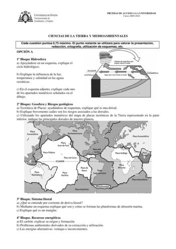 Examen de Ciencias de la Tierra y Medioambientales (PAU de 2010)