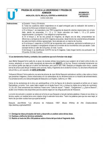 Movimientos Culturales y Artísticos – PEvAU Andalucía (2026)
