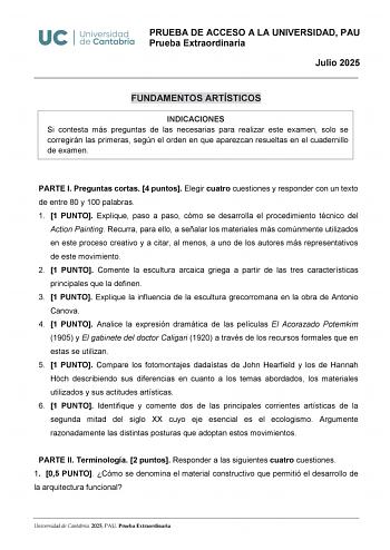 Examen de Fundamentos Artísticos (EBAU de 2025)