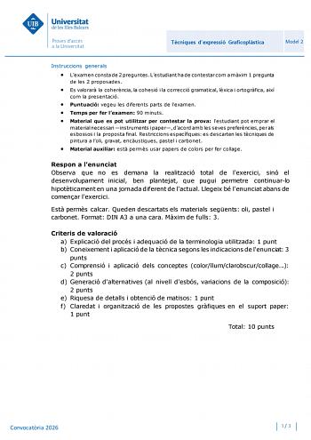 Técnicas de Expresión Gráfico Plástica – PBAU Islas Baleares (2026)