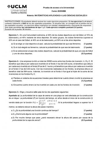 Matemáticas Aplicadas a las Ciencias Sociales – EvAU Castilla-La Mancha (2026)