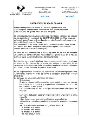 Examen de Biología (EAU de 2025)