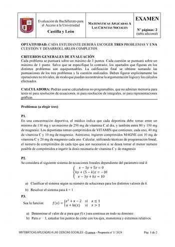 Examen de Matemáticas Aplicadas a las Ciencias Sociales (EBAU de 2024)