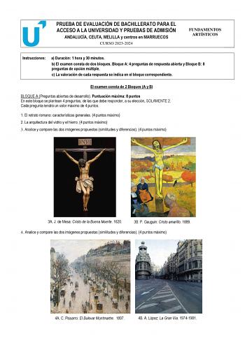 Examen de Fundamentos Artísticos (PEvAU de 2024)