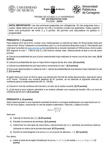 Matemáticas Aplicadas a las Ciencias Sociales – EBAU Región de Murcia (2026)