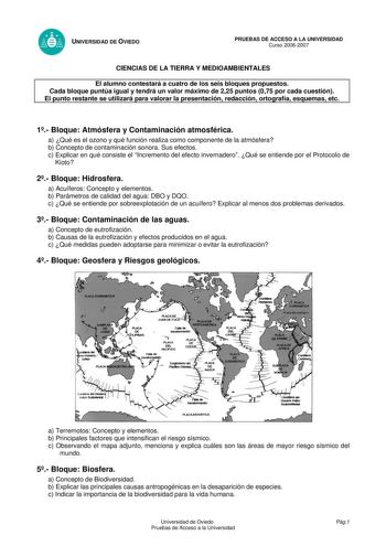 Examen de Ciencias de la Tierra y Medioambientales (selectividad de 2007)