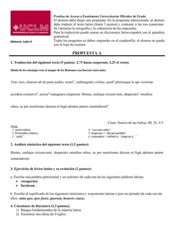 Examen de Latín II (PAU de 2015)