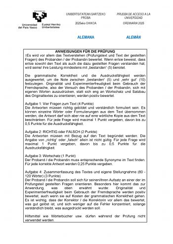 Examen de Alemán (EAU de 2025)