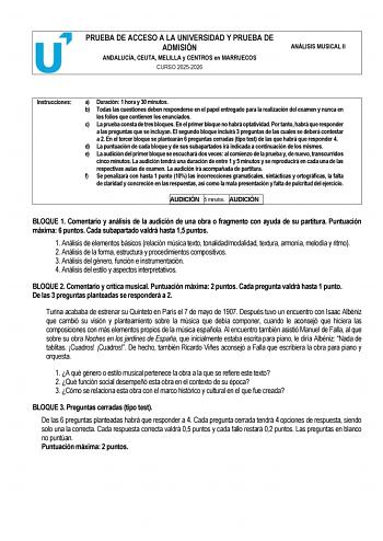 Análisis Musical – PEvAU Andalucía (2026)