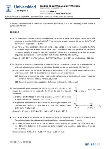 Examen de Física (PAU de 2011)