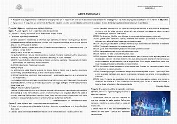 Examen de Artes Escénicas (EBAU de 2025)