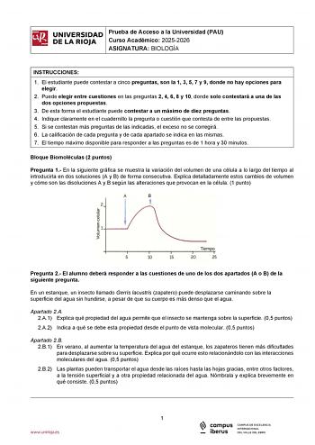 Biología – EBAU La Rioja (2026)