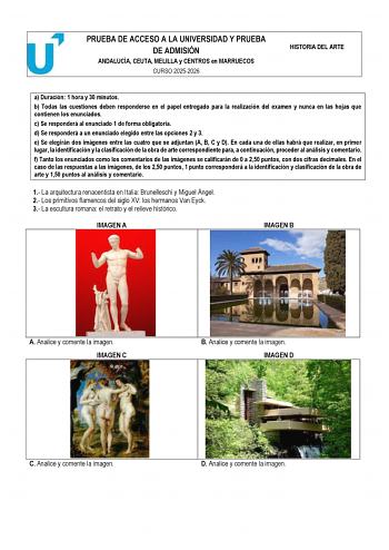 Historia del Arte – PEvAU Andalucía (2026)