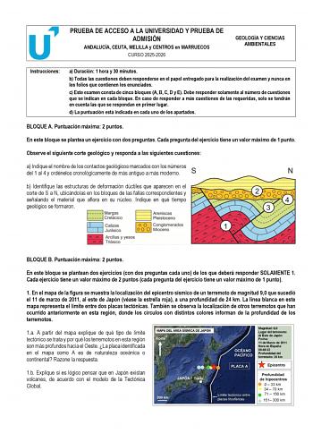 Geología y Ciencias Ambientales – PEvAU Andalucía (2026)