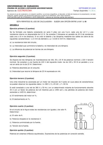 Examen de Electrotecnia (selectividad de 2008)