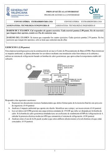 Tecnología e Ingeniería – PAU Comunidad Valenciana (2026)