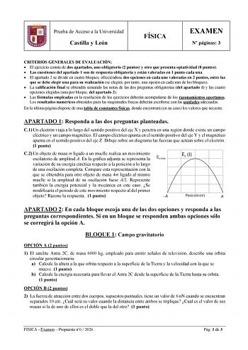 Física – EBAU Castilla y León (2026)
