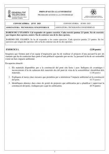 Examen de Tecnología Industrial (PAU de 2025)