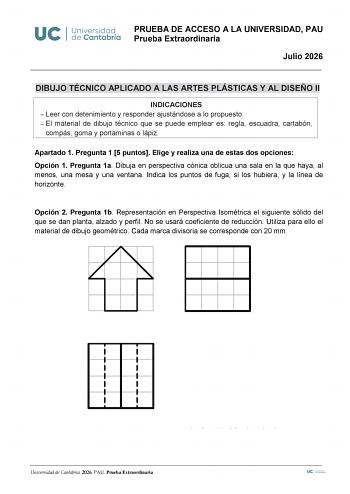 Dibujo Técnico Aplicado a las Artes Plásticas y al Diseño II – EBAU Cantabria (2026)