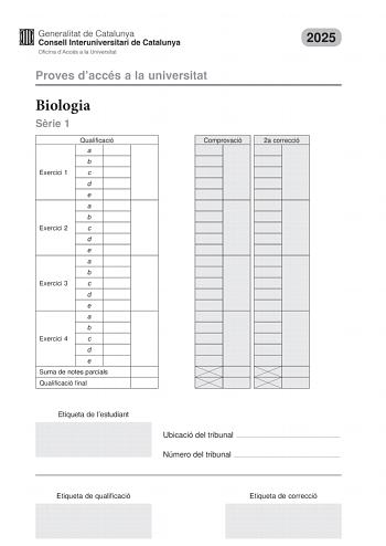 Examen de Biología (PAU de 2025)