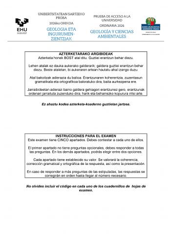 Geología y Ciencias Ambientales – EAU País Vasco (2026)