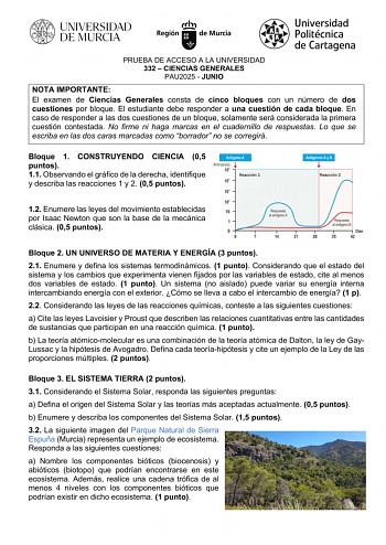 Examen de Ciencias Generales (EBAU de 2025)