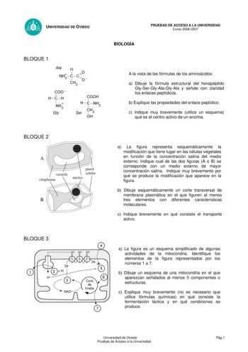 Examen de Biología (selectividad de 2007)